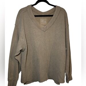 Women's Aerie  V-Neck textured oversized Sweater - Taupe